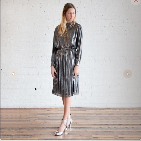 Étoile Isabel Marant Melva Blouse Metallic Grey Long Sleeve Blouse SZ 6/38 - Picture 2 of 11